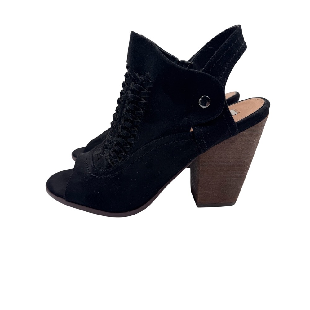 Not Rated Women's 8.5 Black‎ Sandals Braided Peep Toe Slingback Heels